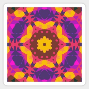 Retro Mandala Flower Pink Purple and Yellow Sticker